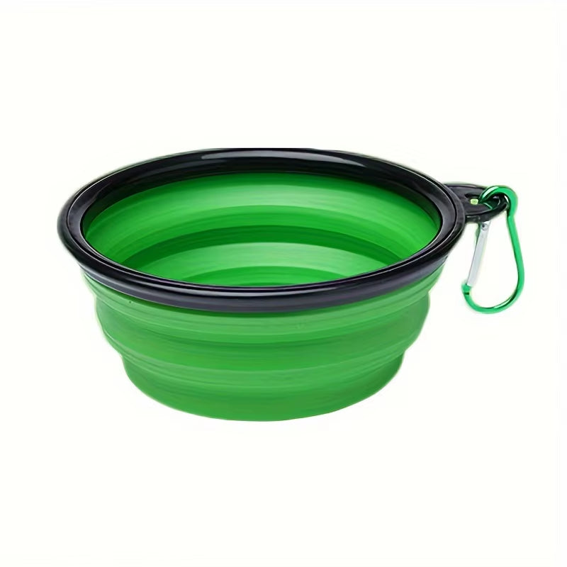 350ML Portable Folding Pet Bowl with Keychain - Perfect for Travel and Outdoor Adventures