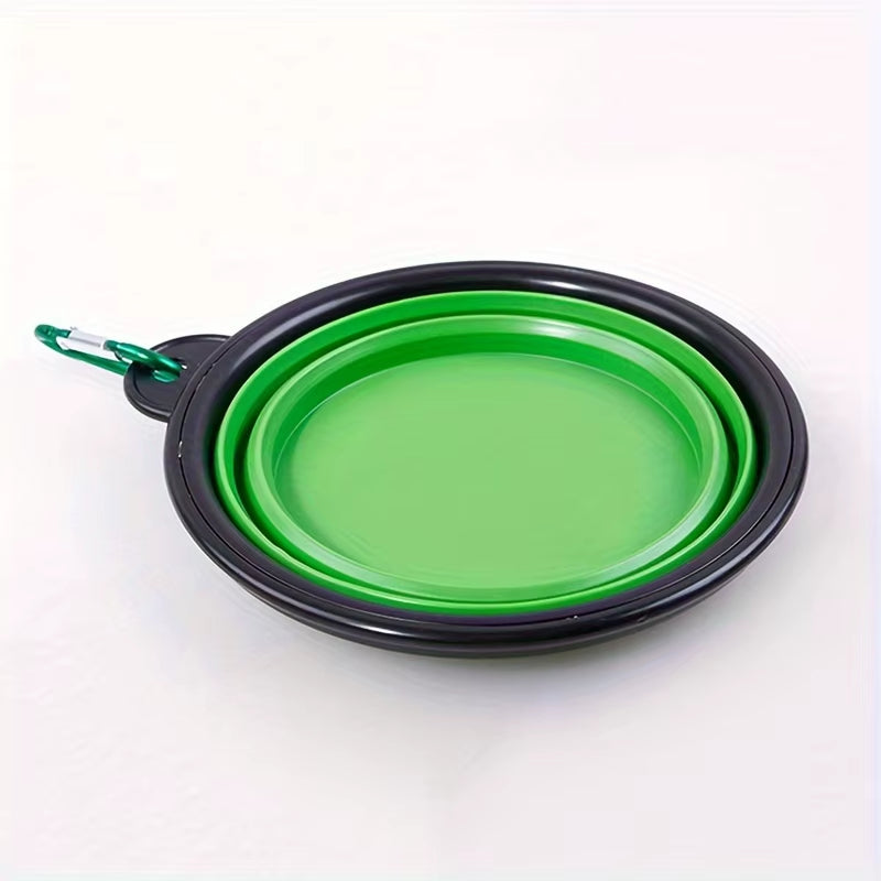 350ML Portable Folding Pet Bowl with Keychain - Perfect for Travel and Outdoor Adventures