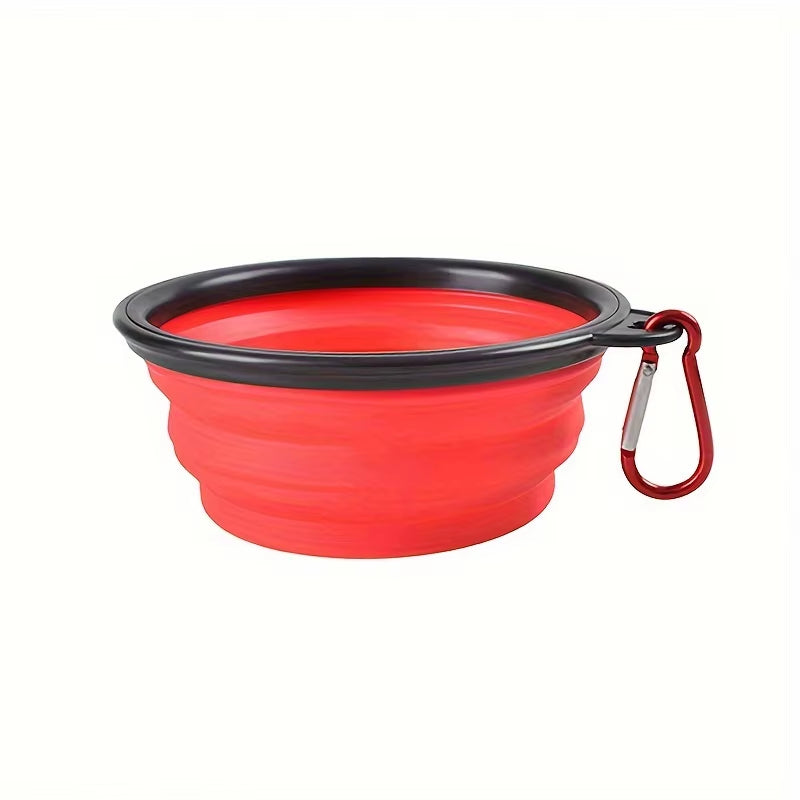 350ML Portable Folding Pet Bowl with Keychain - Perfect for Travel and Outdoor Adventures